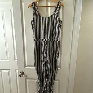 Drew Anthropologie Striped Sleeveless Drawstring Jogger Jumpsuit